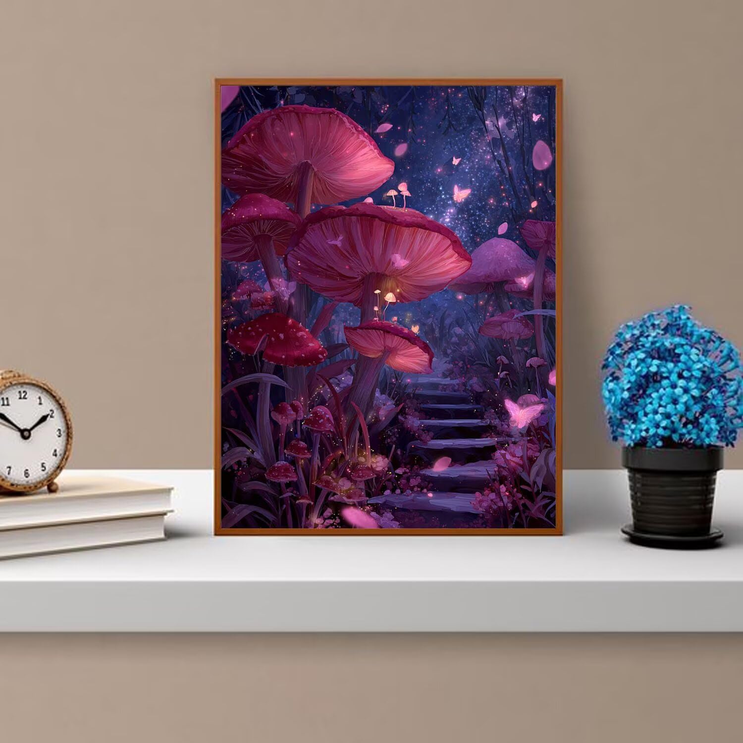Dipingere con i Numeri Adulti funghi, rosa Dipingere con i Numeri Bambini DIY Kit, Set Premium con Pennelli, Decorazione Casa & Creativo Regalo di Compleanno, Attività di Tempo libero 70x95cm z-305