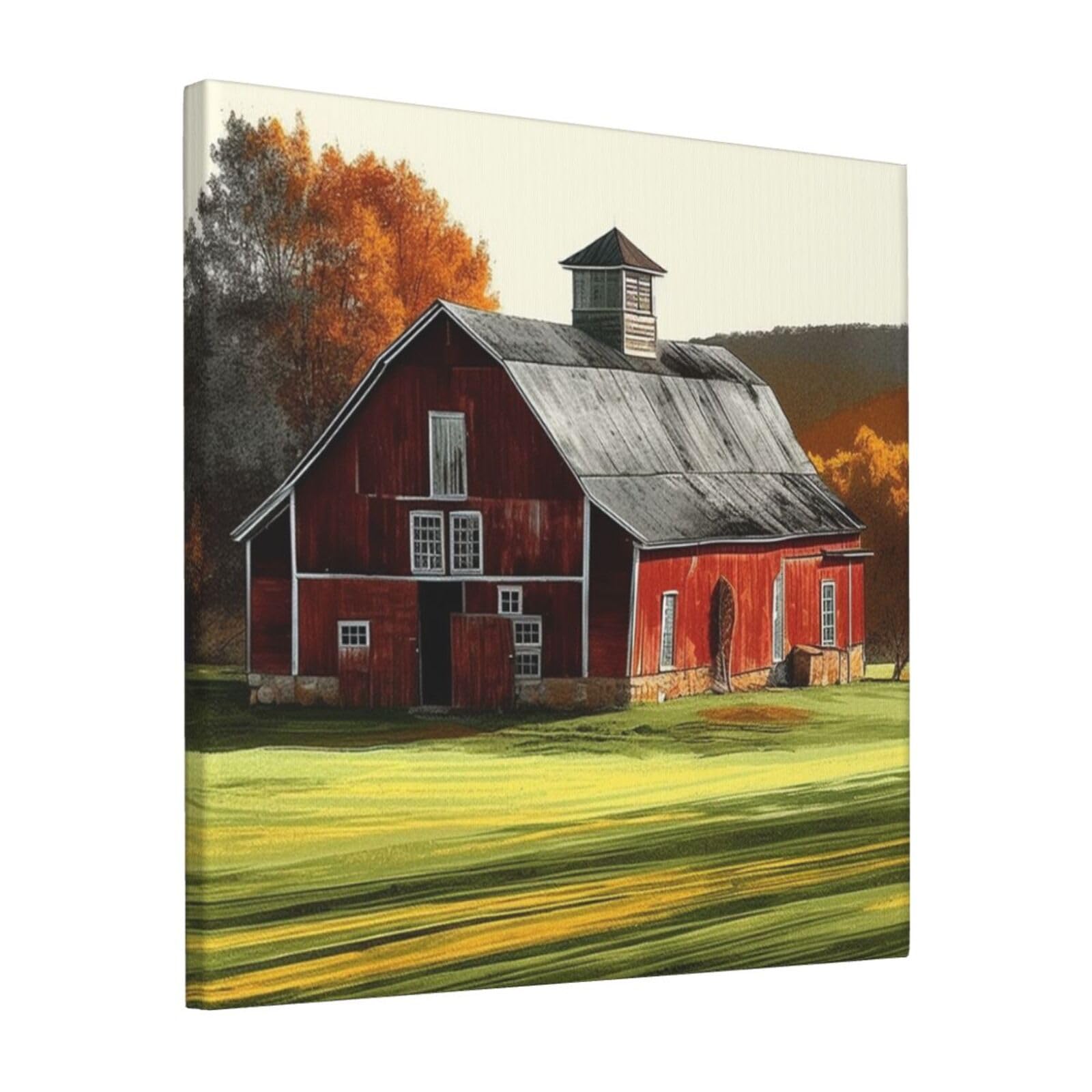 FodPand Barn Canvas Wall Art for Living Room Wall Decor 12"x12" Modern Artwork Painting Pictures Hanging Canvas Prints Aesthetic Wall Art for Bedroom Bathroom Office Wallart Decor