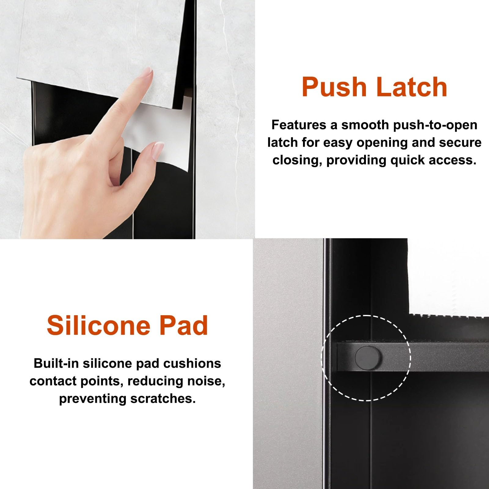 Portarrollos de Papel Higiénico Empotrado Nicho Empotrado para Papel Higiénico con Armario, Nicho de Pared Oculto con Pestillo Táctil, Dispensador de Rollos de Papel Higiénico para Baño.(Silver)