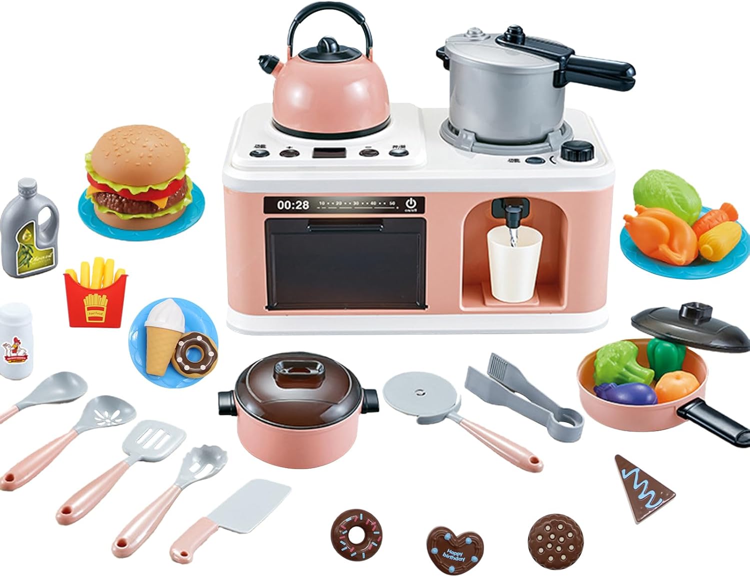 Amazon com: TFDER Pretend Kitchen Playset for Kids Play Food Set Real