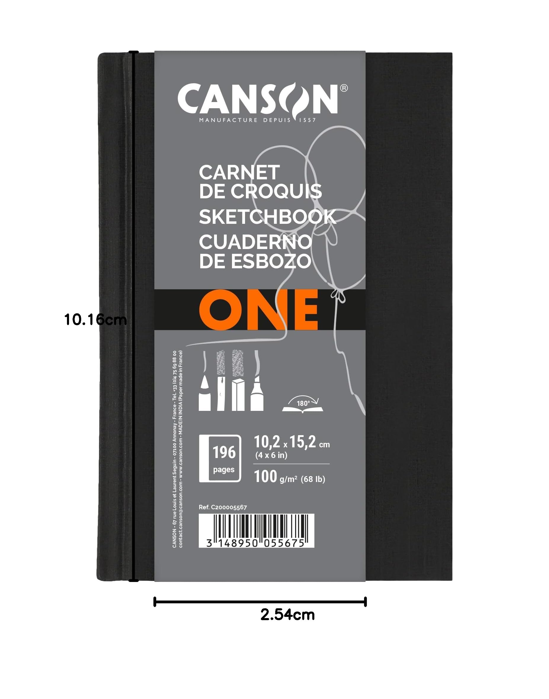 Canson Album Do Rysowania W Twardej Oprawie 98 Arkuszy, 10,2 cm Dlugosc x 15,2 cm Szerokosc