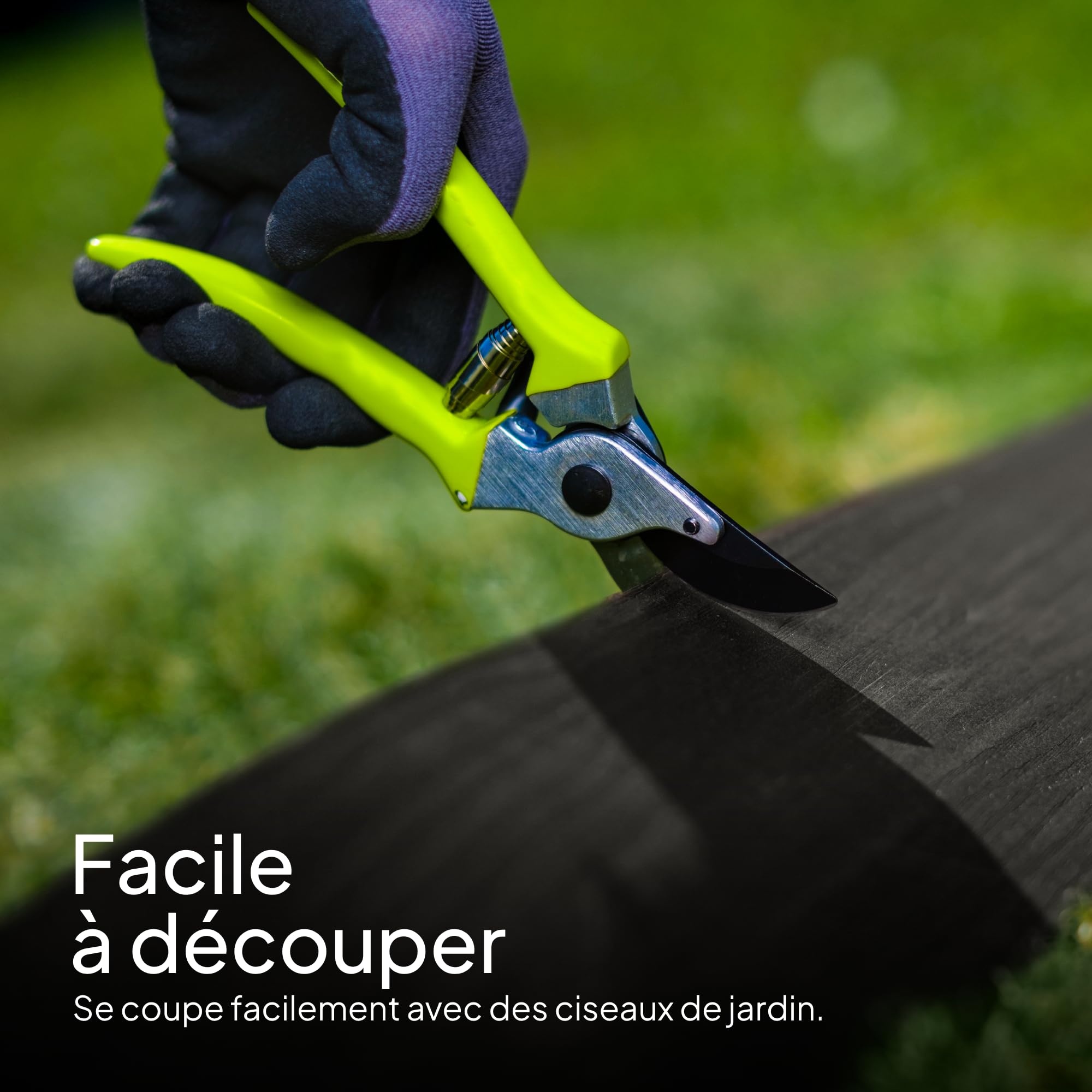 UNIGARDIA Bordure de Jardin Flexible 20m - Hauteur 13cm, Épaisseur 3mm - Bordure de Gazon en Plastique - Bordure de Pelouse résistante aux UV, Utilisation Facile, Noir avec Décor en Bois