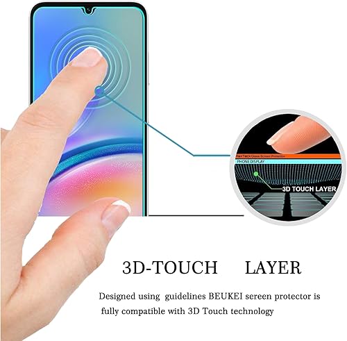 Miniatura 2 de beukei Protector de pantalla diseñado para Samsung Galaxy A05sGalaxy A05, vidrio templado, sensible al tacto, compatible con fundas, dureza 9H