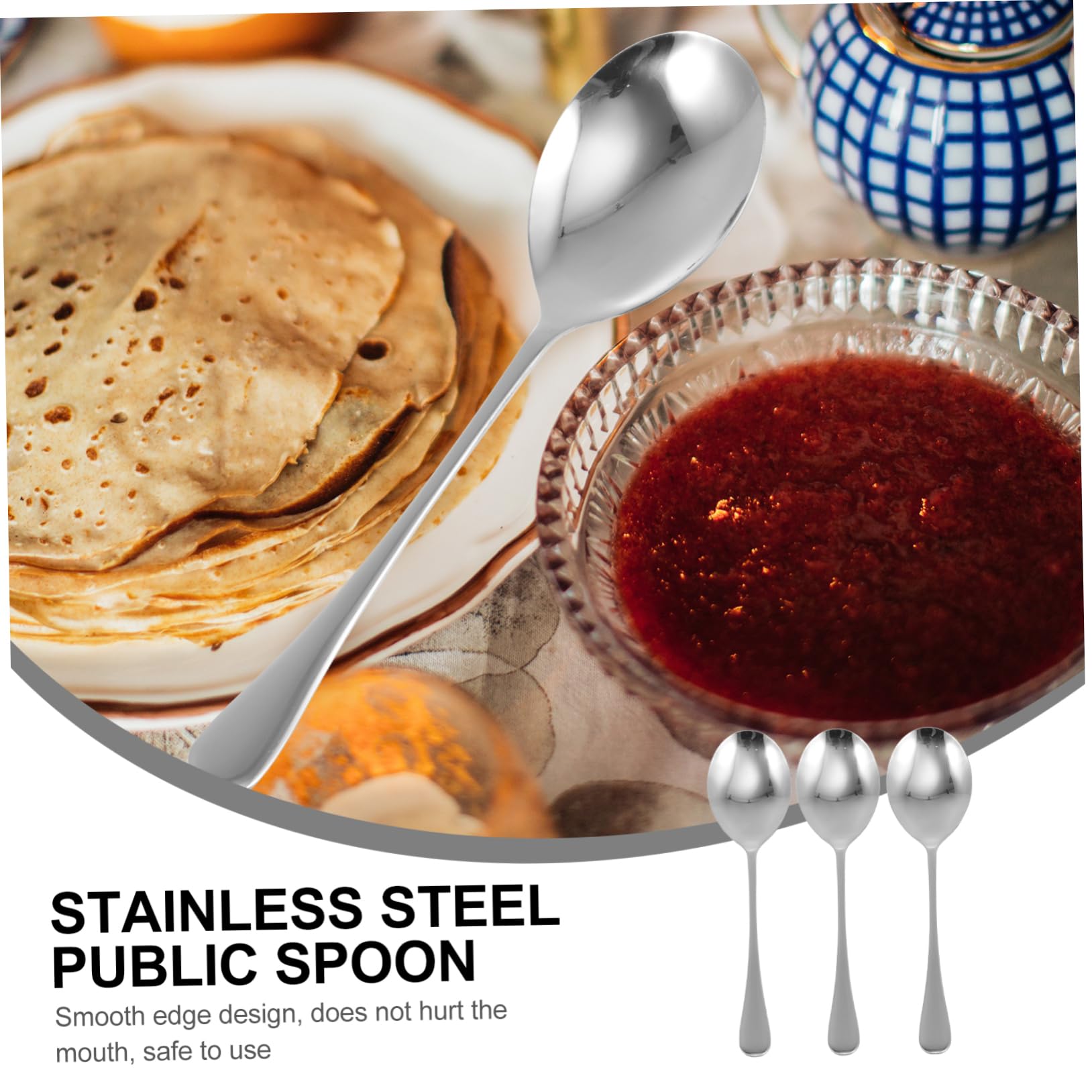 COLLBATH 3pcs Stainless Steel Serving Spoon Sugar Spoons Small Serving Spoons Mixing Spoons Steel Table Spoons Dinner Lunch Spoon Stirrer Spoon Serving Utensils Reusable Soup Spoon Silver