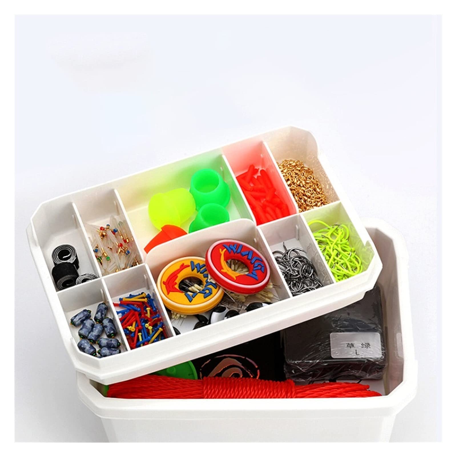 Angelzubehör Angelgerät Box mit Griff Angelgärtasche Carp Tools Speicher Tragbare Doppelschicht 8 stücke Fächer Pads mit Tragen Kleinteilebox (Color : Large)