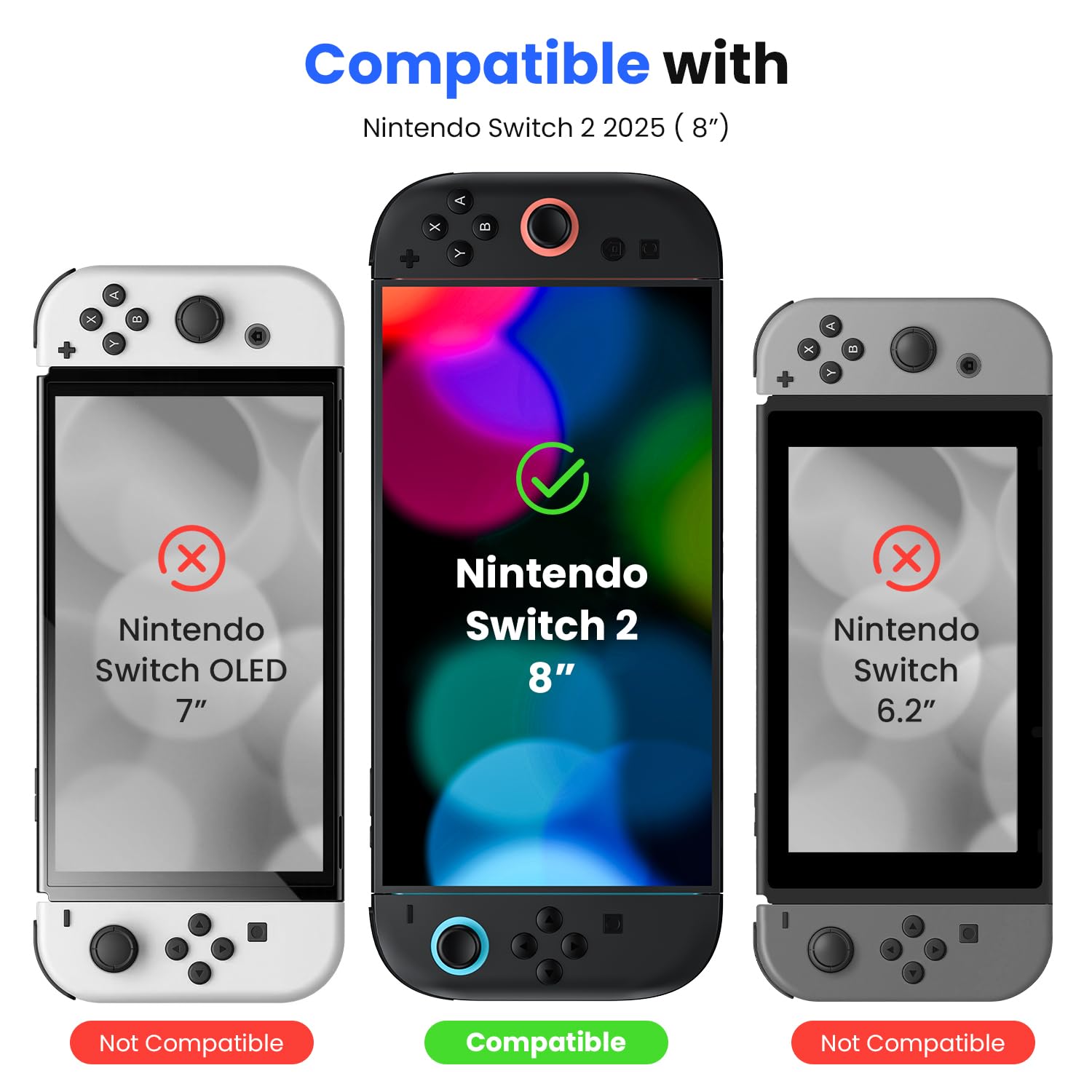 WSKEN Ochraniacz ekranu do Nintendo Switch 2 19.9 cm 2025 - [Automatyczne usuwanie pyłu] Szkło hartowane 9H HD Pełne pokrycie klasy wojskowej nietłukące, odporne na zarysowania, odciski palców, zero