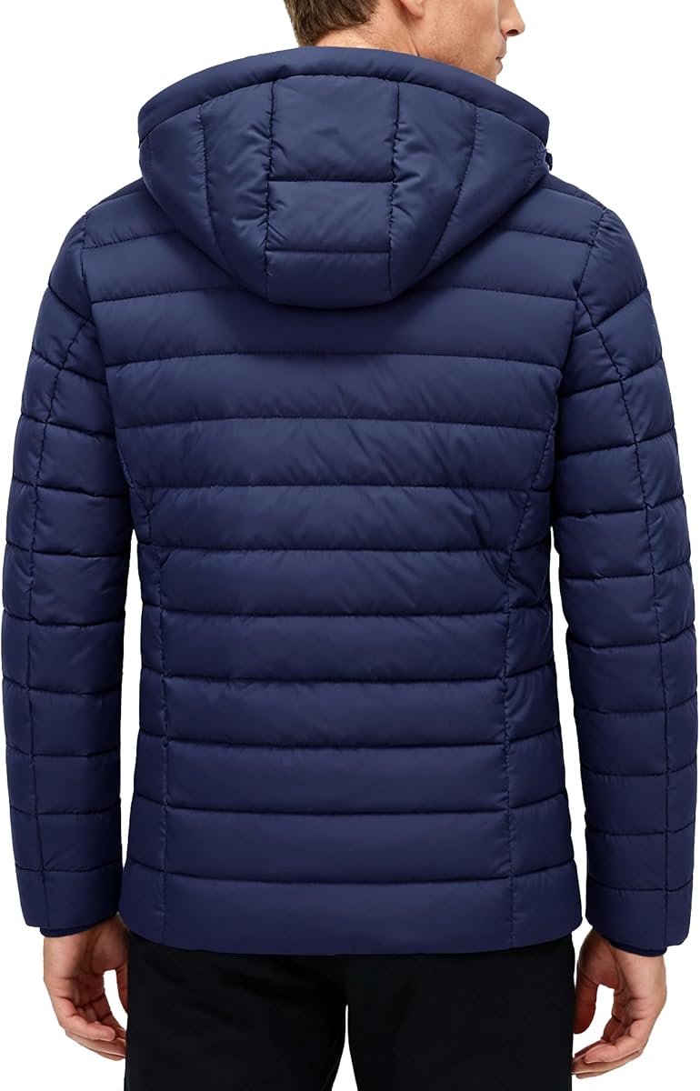 Mens Packable Puffer Jacket Solid Lightweight Quilted Winter Coat view 4