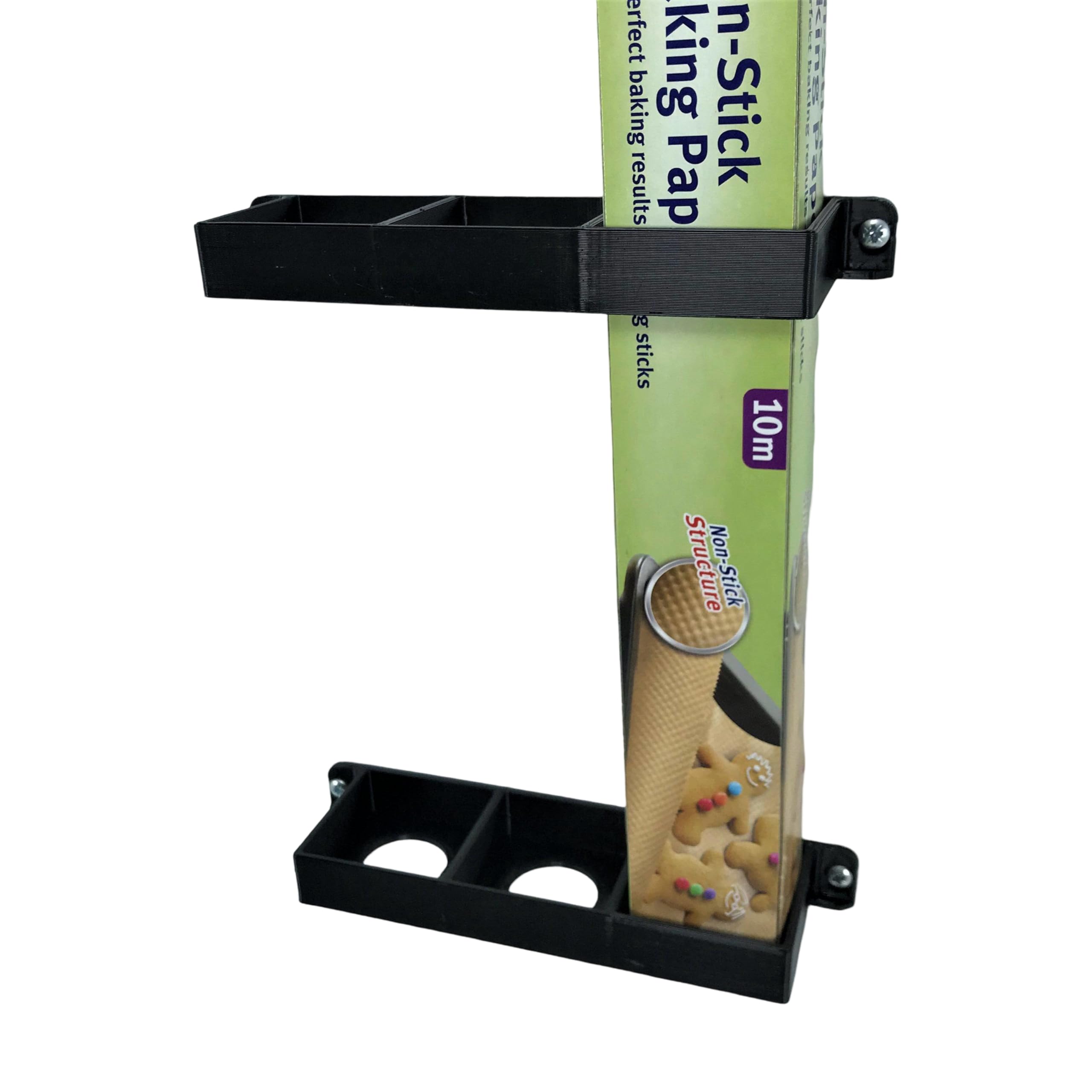 Tin Foil/Cling Film/Grease Proof Paper Mount Bracket Holder Organiser For Kitchen Cupboard Storage Vertical Mount Black