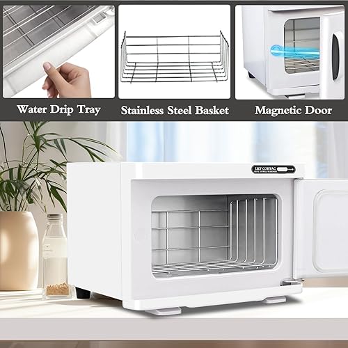 Miniatura 5 de Calentador de toallas calientes,Gabinete calentador de toallas de 8 litros,Carrito de toallas calientes de spa para facial,Negro