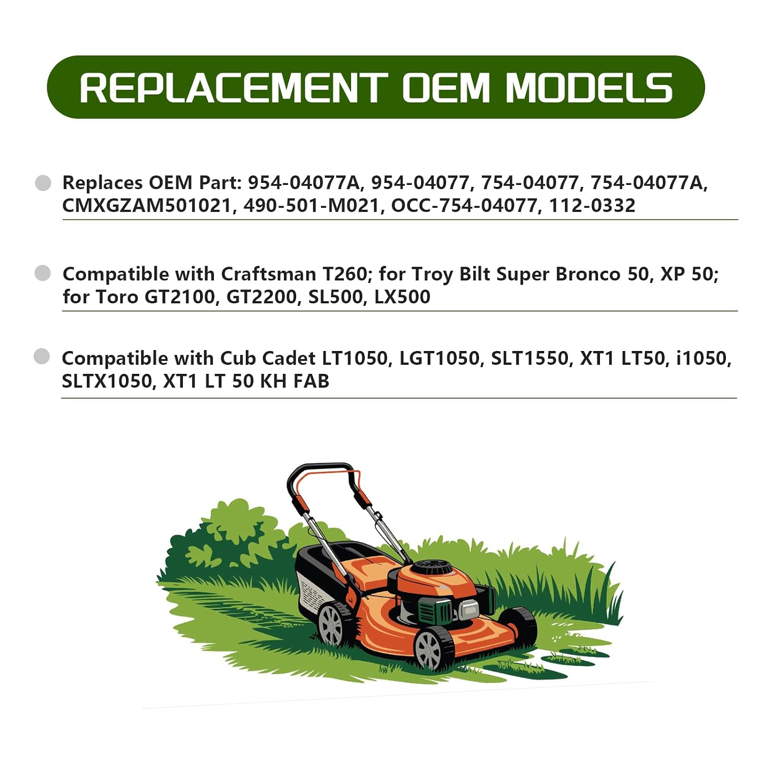 954-04077A Mower Belt Deck Belts Compatible with Craftsman for Cub Cadet MTD Troy-Bilt 954-04077 754-04077 754-04077A 50" Deck Riding Lawn Mowers Parts 5/8'' x 134''