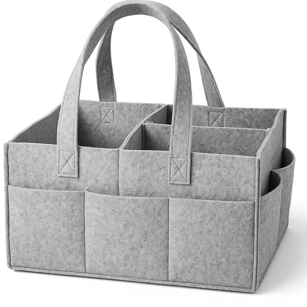 Felt Storage Caddy Organizer with Handles Multi-Pocket Bag for Diapers, Toys, Crafts, Office Supplies, Car and Home Storage-image-33