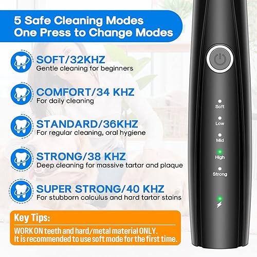 Miniatura 3 de Kit de limpieza ultrasónica de dientes de perro para limpieza de dientes de mascotas, removedor de placa de perro para dientes, 5 modos de