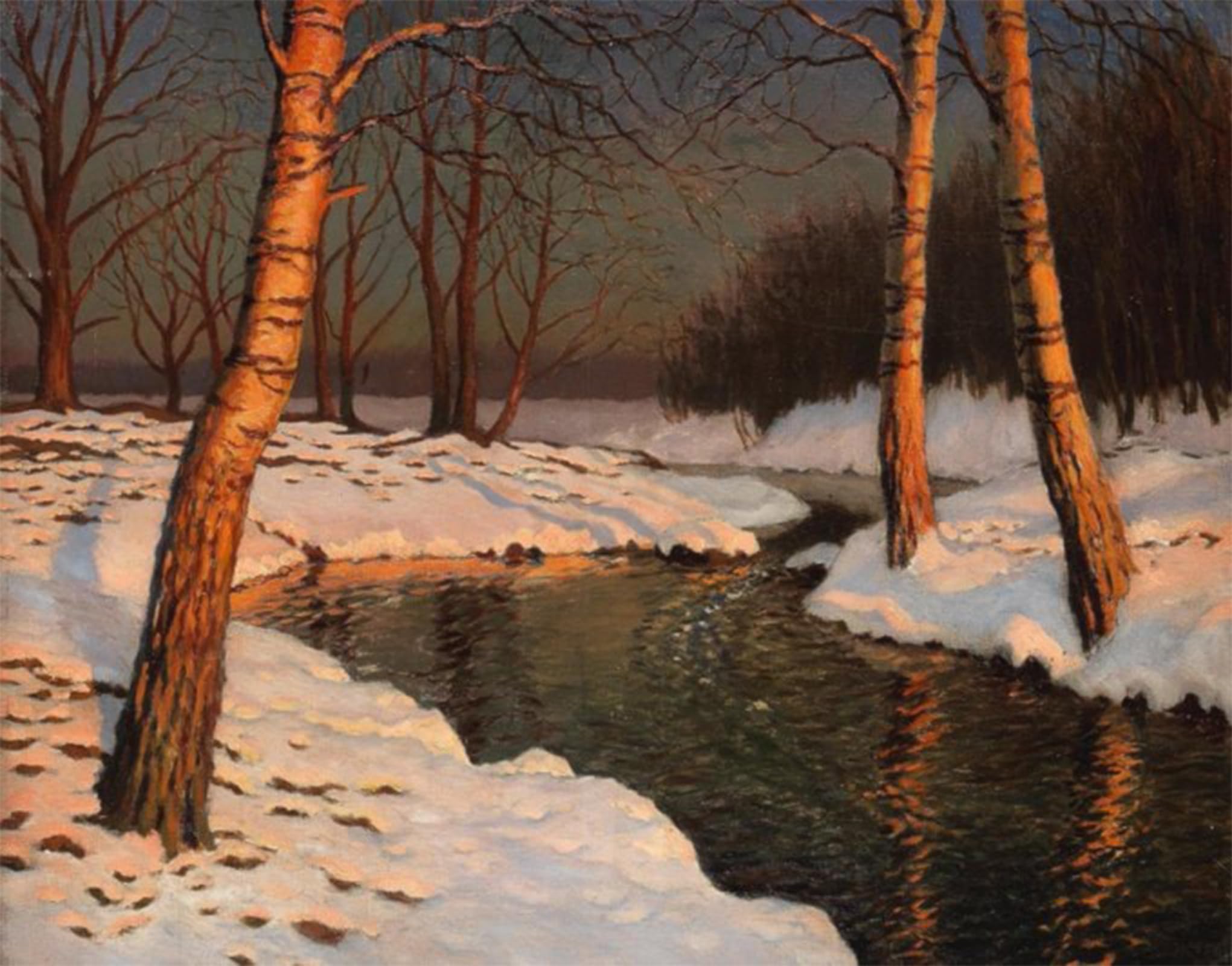 POSTERIIk Famous Print Pop Art Wall Art Graffiti Snow on the River-Bank Mikhail Markianovitch Guermacheff Art Prints for Home Decor 60x90cm