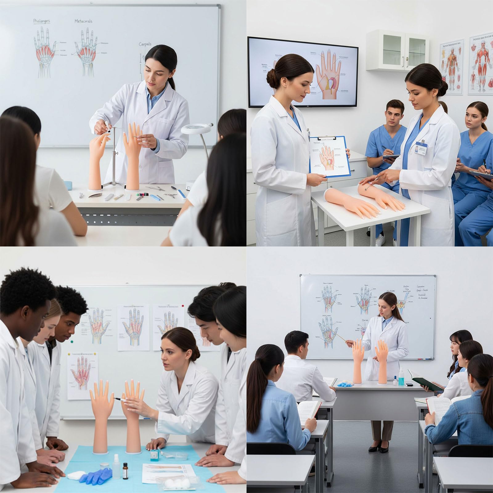 Modèle professionnel en silicone souple pour la formation professionnelle des ongles, parfait pour la photographie de bijoux et la démonstration médicale Utiliser le modèle de main en silicone