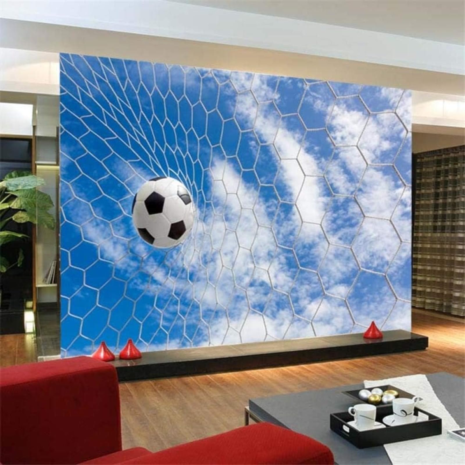 3D Murale Arte Camera Da Letto Blu Paesaggio Calcio Studio Soggiorno Sfondo Parete Parete Adesivo-300Cm×210Cm