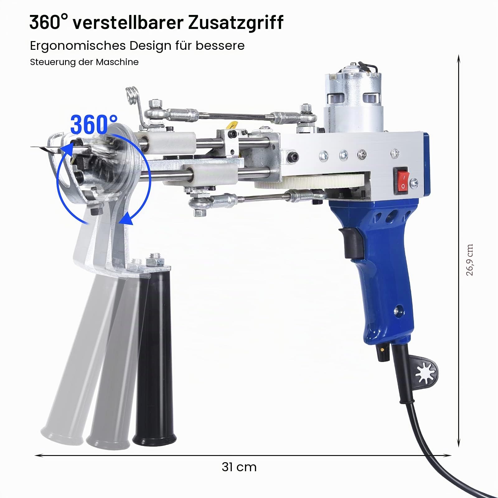 Vehipa Tufting Gun Cut Pile and Loop Pile 2 in 1 Electric Rug Gun Machine Starter Kit
