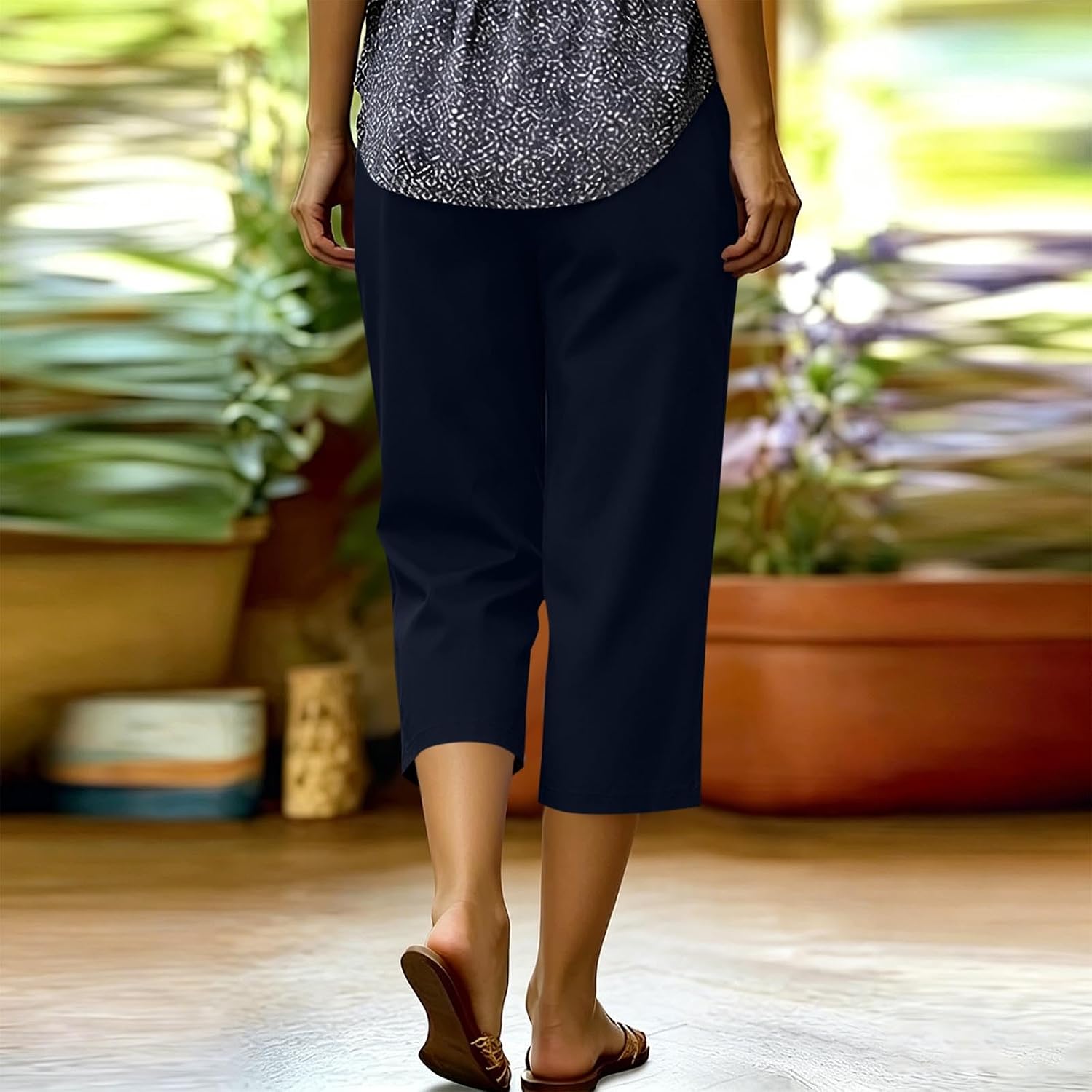 Linen Pants Women 2026 Fahion Lightweiht Loose Capri Pant Lace Casual High Waist Trousers Summer Capris with Pocket