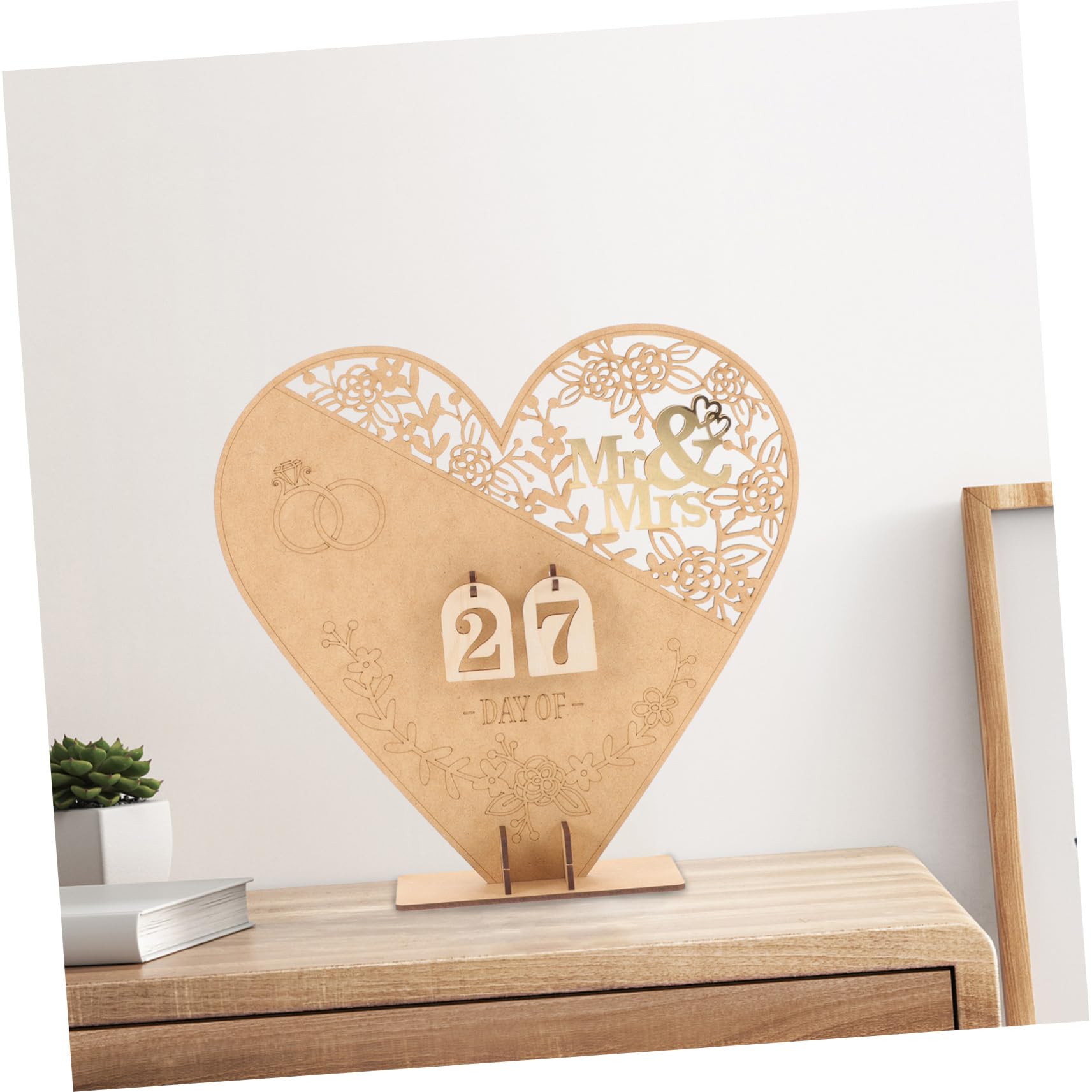 PRETYZOOM 5 Uds DIY De Madera Mr & Mrs Calendario De Boda Adornos De Cuenta Regresiva Boda Adornos De Madera para El Hogar Calendario Decorativo De Boda Calendario De Adviento De Boda