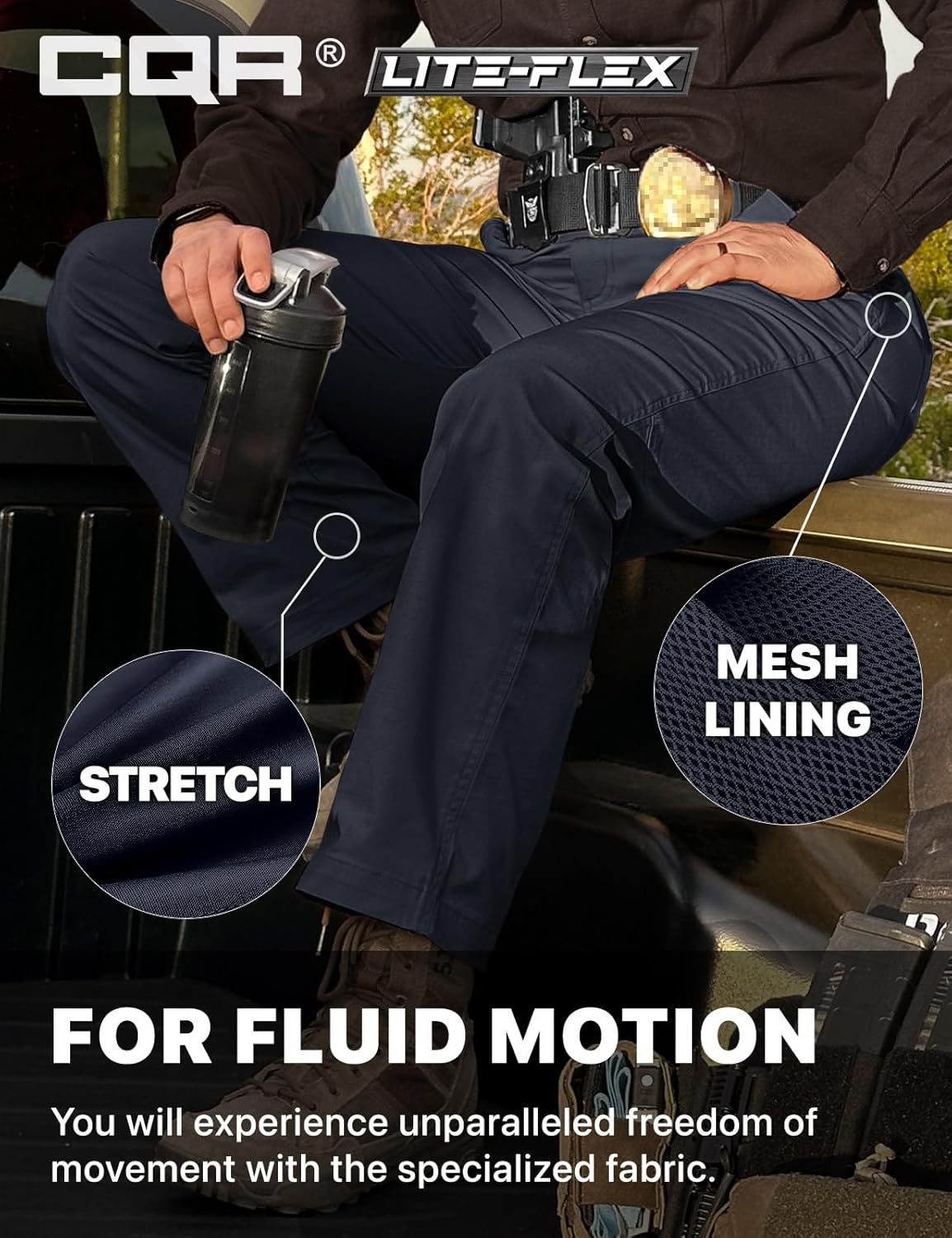 CQR Women's Flex Stretch Tactical Pants, Outdoor Hiking Pants with Pockets, Water Resistant Ripstop Work Pants - Image 6