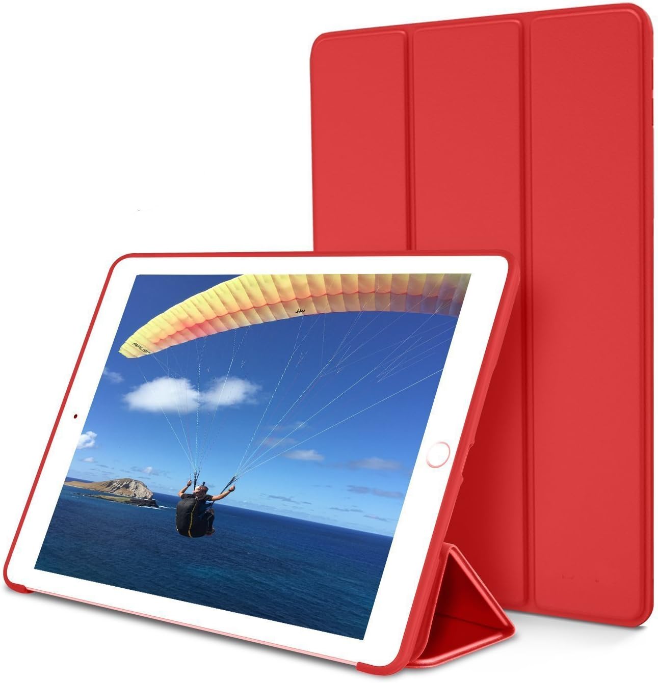 HCHA iPad Mini 1 2 3 Covers and Cases Premium Leather Folio Stand Protective Cases Auto Sleep / Wake Flip Case Cover Slim Fit iPad Mini 1/2/3 Generation 7.9 Inch (Red)
