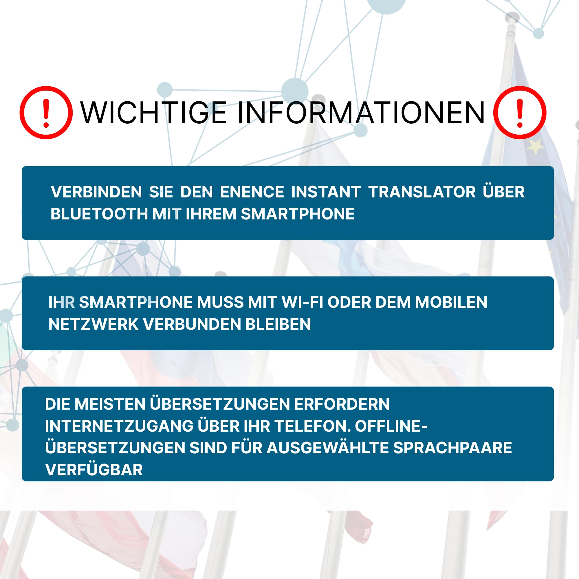 Enence Sofortübersetzer Original, Zwei-Wege-Echtzeit-AI-Übersetzer für 60+ Sprachen