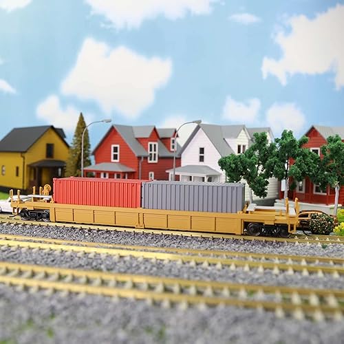 Miniatura 15 de Evemodel C8749 HO Scale 40ft Well Car 1:87 Fondo cóncavo 40' Carro de coche plano (3pcs - marrón) 3 piezas - marrón,1pc-marrón,3 unidades - azul,1