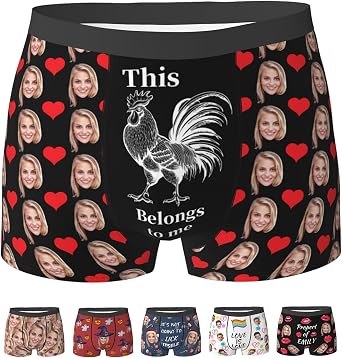 Custom Mens Boxer Briefs Personalized Underwear with Photo Picture Customized Girlfriends Face Boxers Gifts