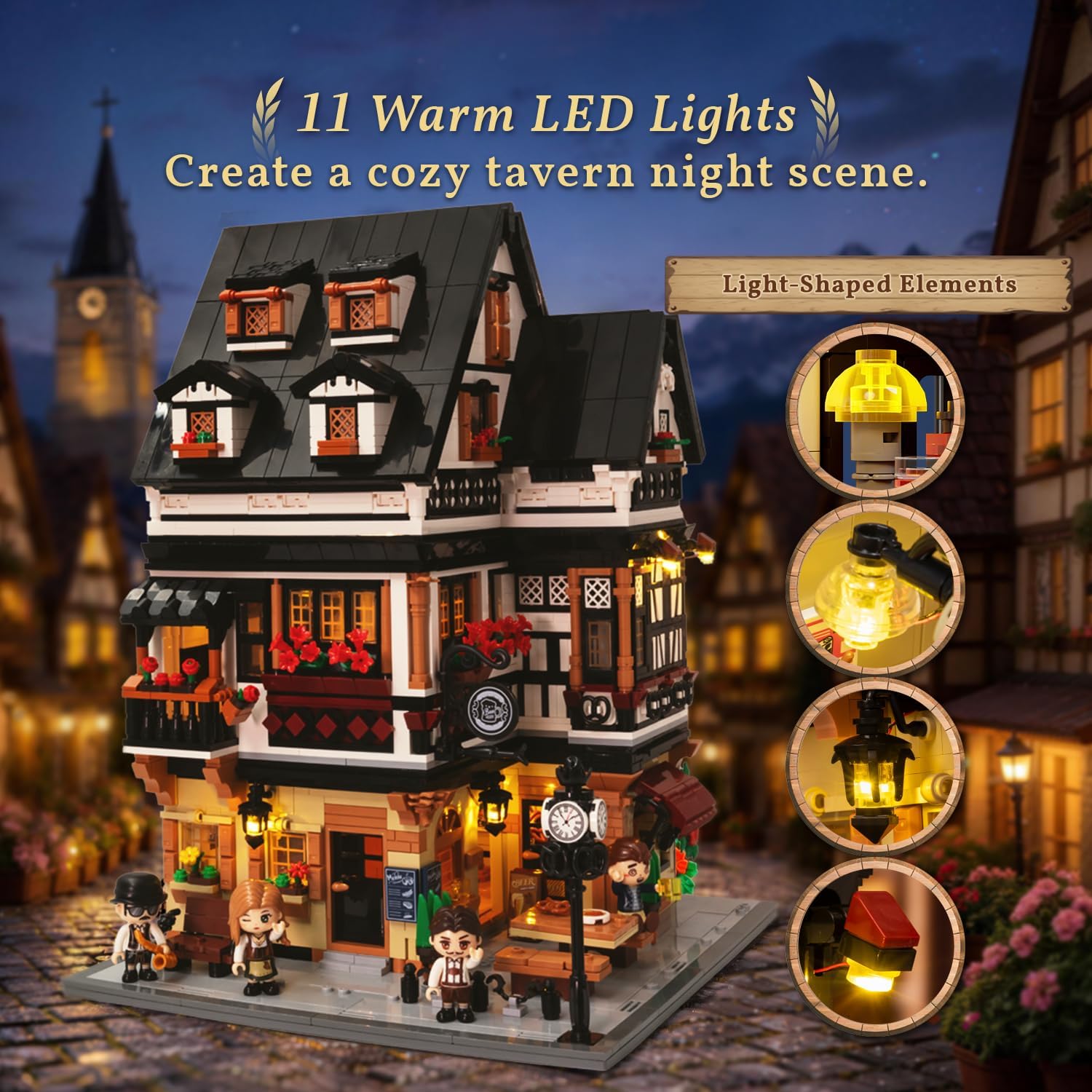 PANTASY Bavarian Tavern Building Set for Adults with Type-C Lighting