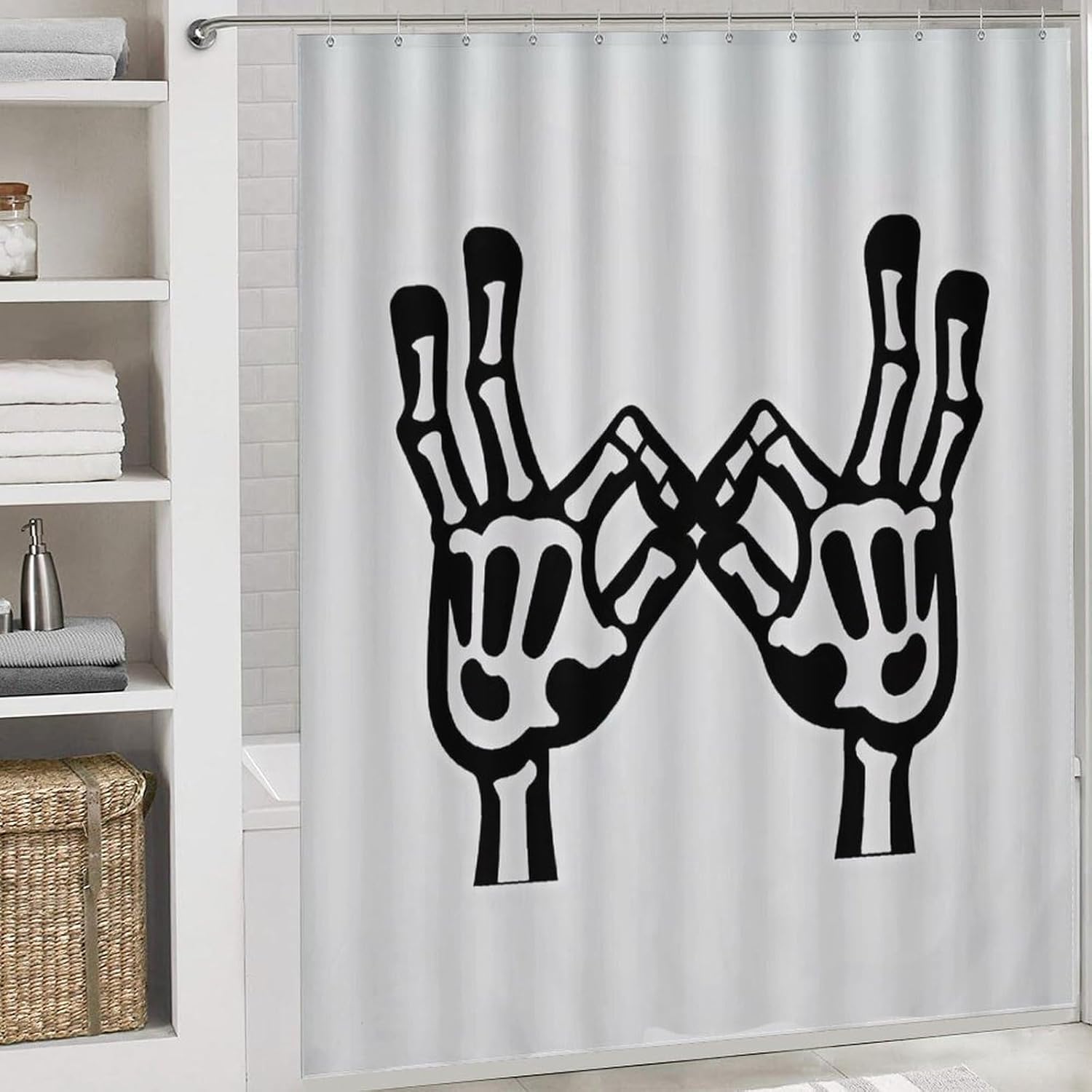 Than Love Shower Curtain Set 4 Piece, Non-Slip Bath Mat with Toilet Lid Cover and Waterproof Shower Curtain with 12 Hooks, Complete Bathroom Set for Home Decor