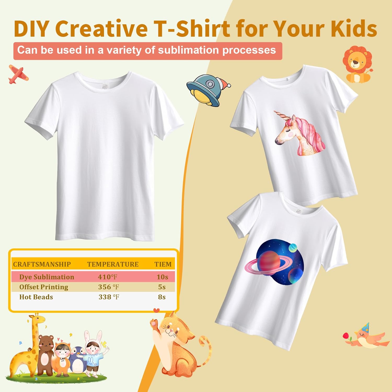 Sublimation T-Shirt Blanks for Toddler,3 Pack Unisex Kids Modal White Crew Neck Short Sleeve T Shirts - Image 5