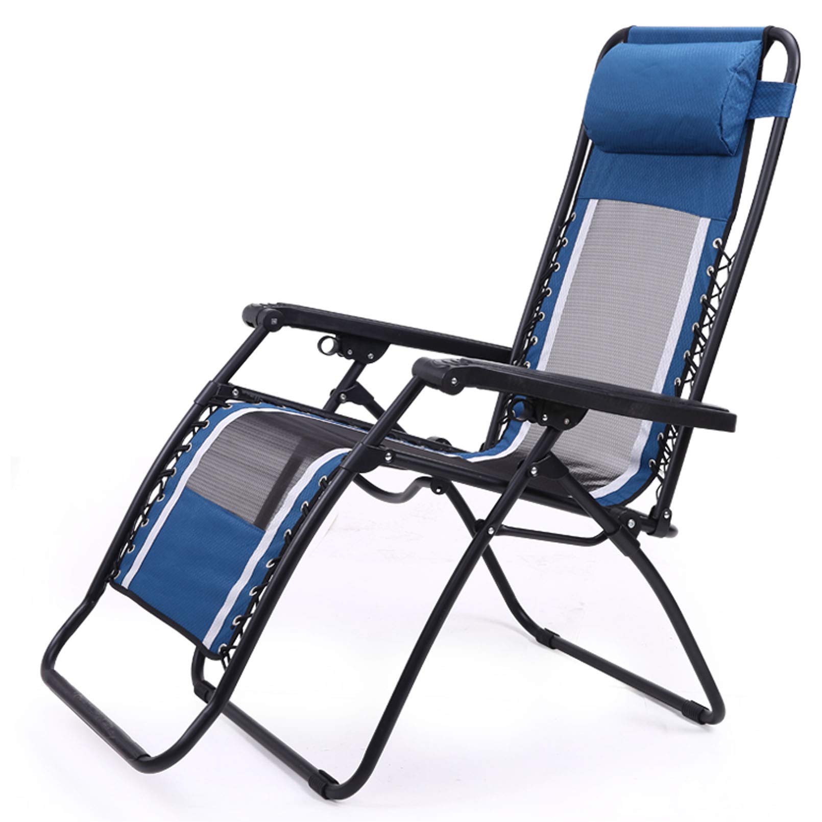 Chaise inclinable surdimensionnée Zero Gravity, rembourrée et pliante, inclinable réglable avec appui-tête pour l'extérieur, le camping, le jardin, la terrasse, la pelouse, le milieu, le support 350
