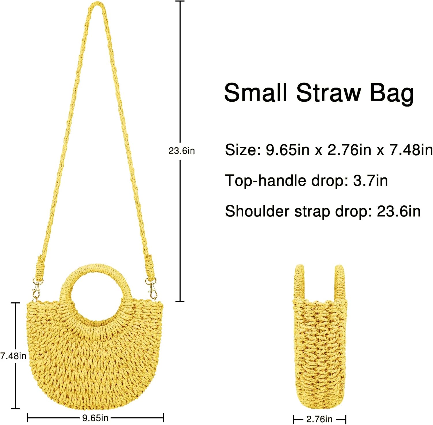 Womens Straw Beach Bag Woven Crossbody Shoulder Bags Top Handle Satchel Handbag Purse for Summer - Image 6