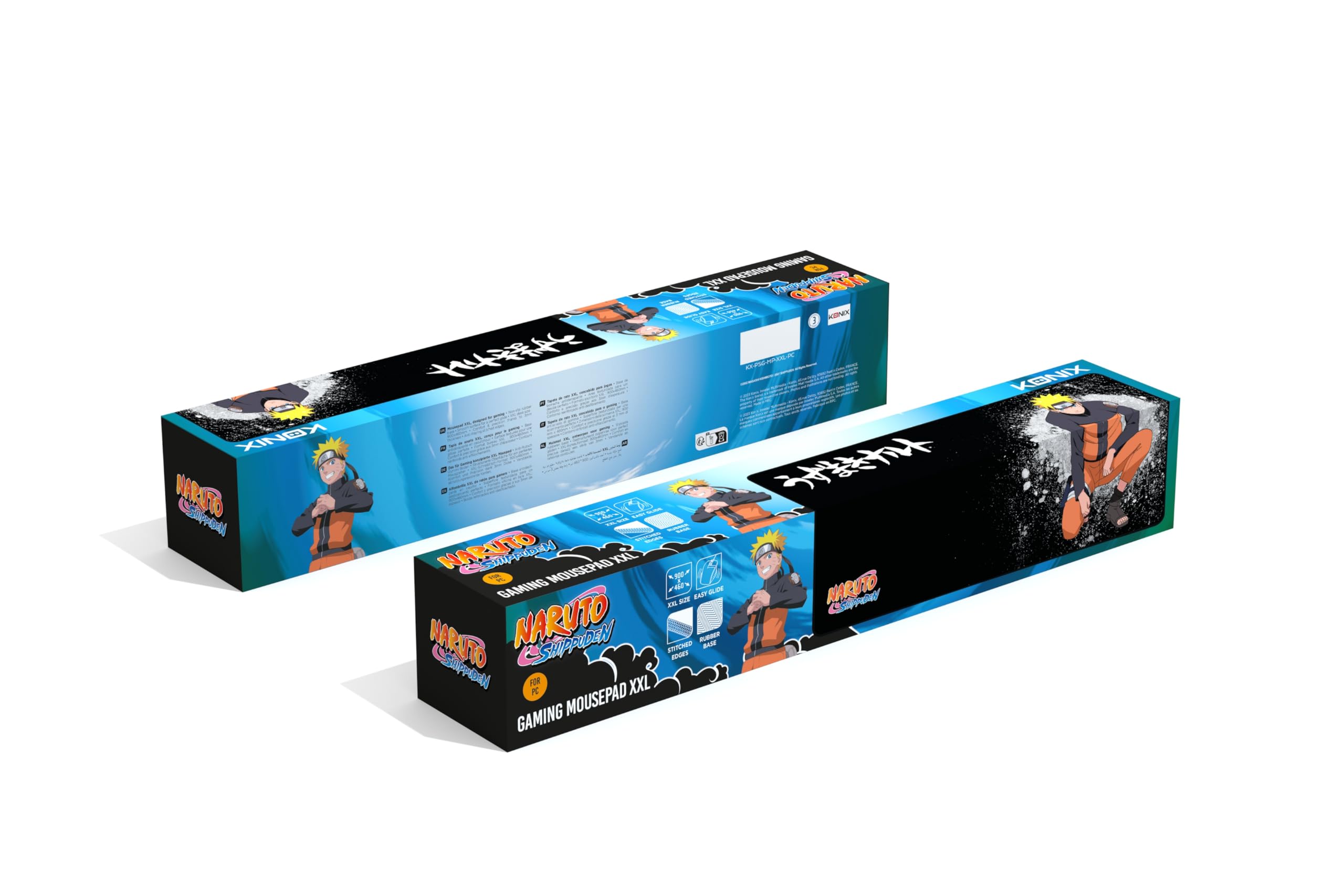 Konix Naruto Shippuden XXL Gaming-Mauspad 90 x 46 cm - rutschfeste Gummibasis - Naruto-Motiv - Schwarz