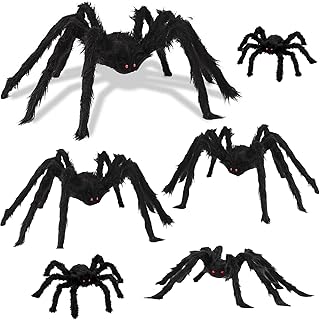 Halloween Spider Decorations Outdoor, 6PCS Realistic Black Giant Spiders...