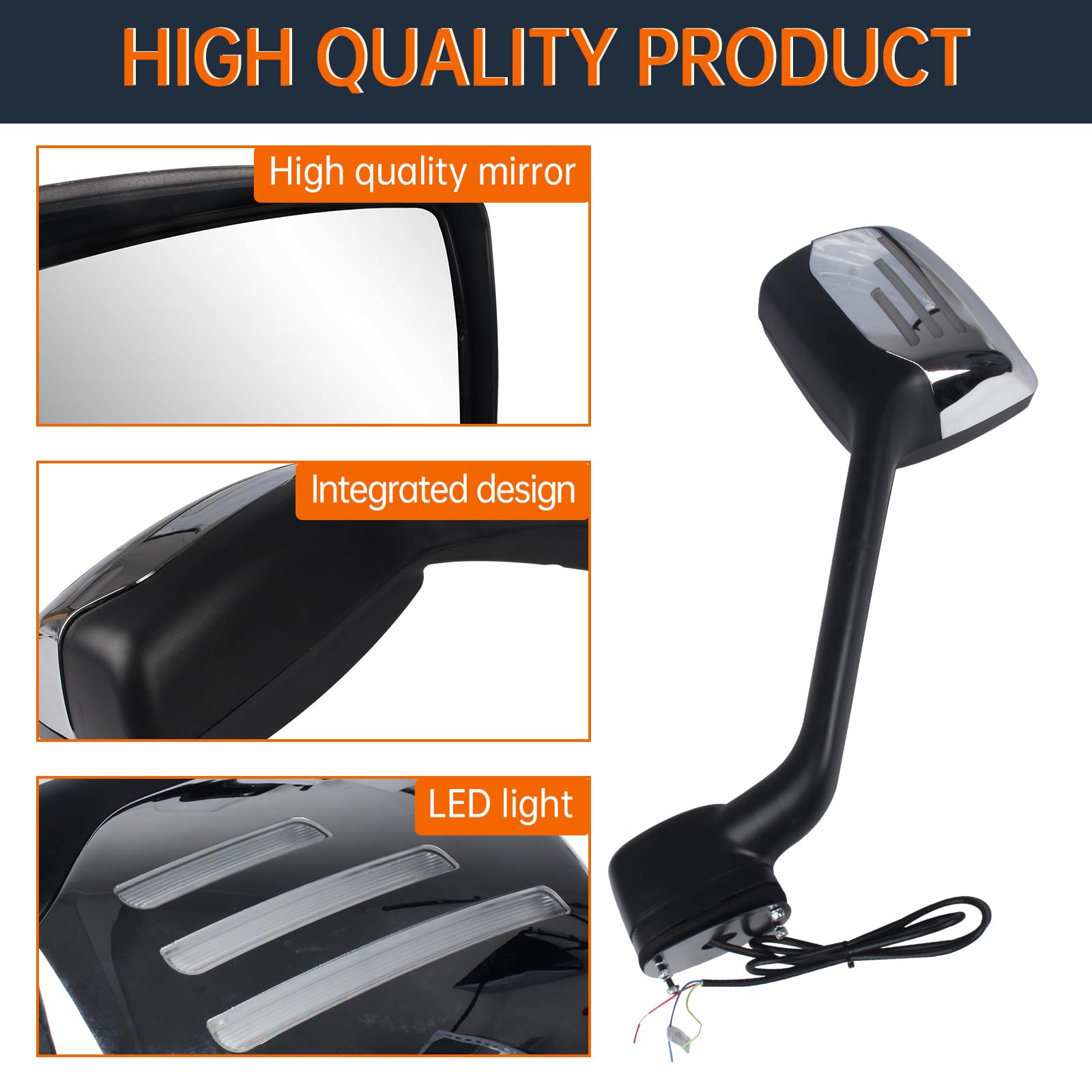 Amazon.com: CPOWACE Chrome Hood Mirror Assembly with LED
