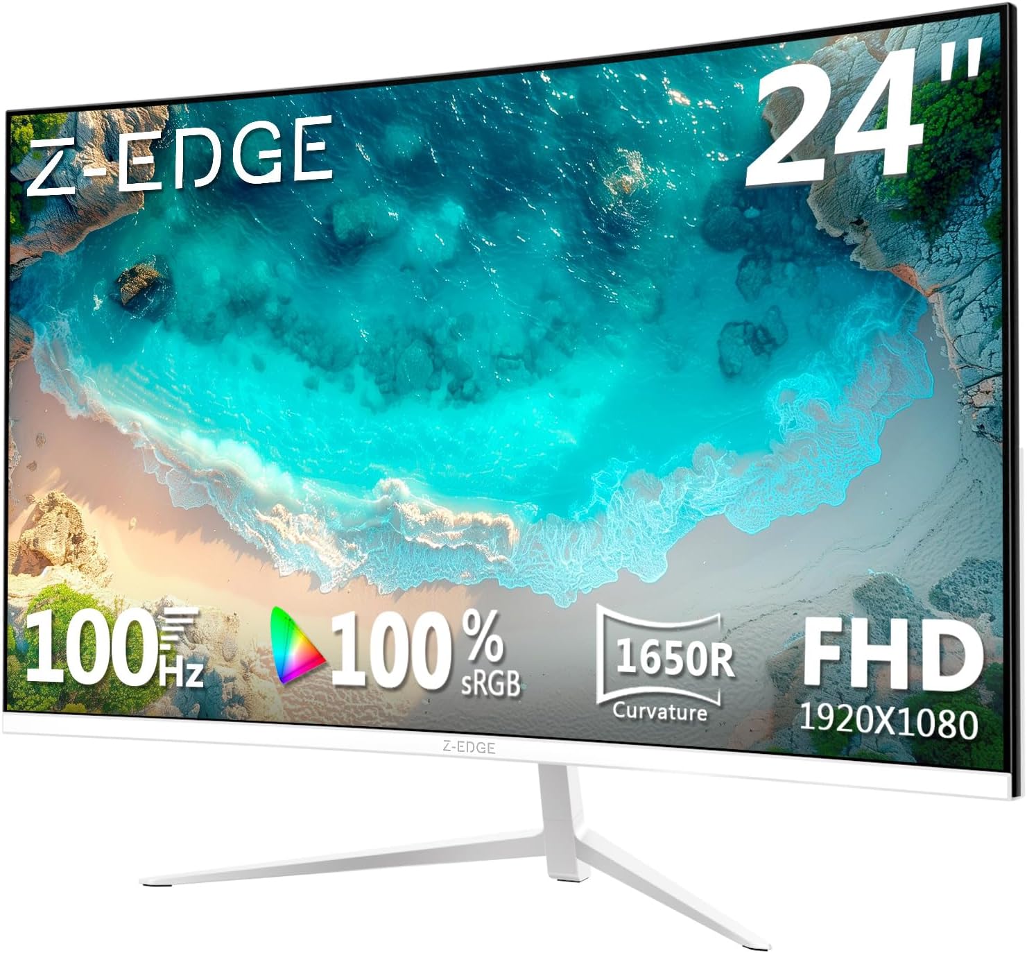 Z-Edge 24-inch Curved Gaming Monitor, Full HD 1080P 1920x1080 LED Backlight Monitor, with 100Hz Refresh Rate and Eye-Care Technology, U24C 178° Wide View Angle, DP+HDMI