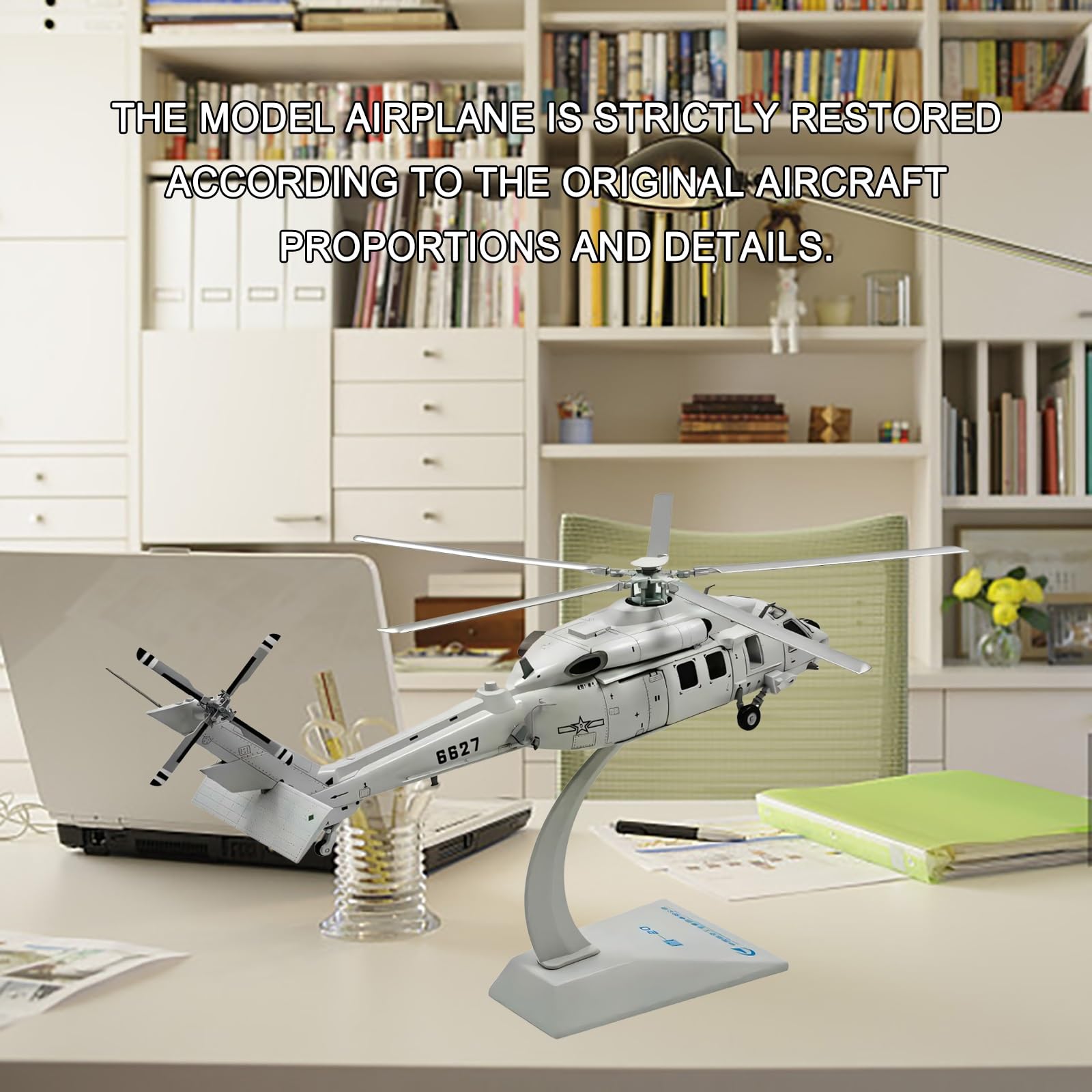 Modello lega simulazione militare elicottero d'attacco Z-20 pressofuso in scala 1:72 con espositore lame rotanti, regalo collezione pronto for l'esposizione for adulti, appassionati modelli