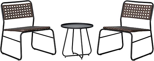 JONATHAN Y LVG1100B-3SET Freja - Juego de 3 piezas de mimbre sintético moderno de mediados de siglo para patio al aire libre, escandinavo, clásico,