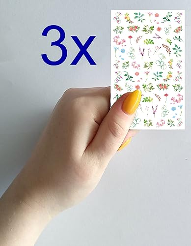 Miniatura 2 de Pegatinas para uñas (5 hojas) FLONZNAIL Flores Jardín Flores Silvestres Acuarela Art Deco Ilustración