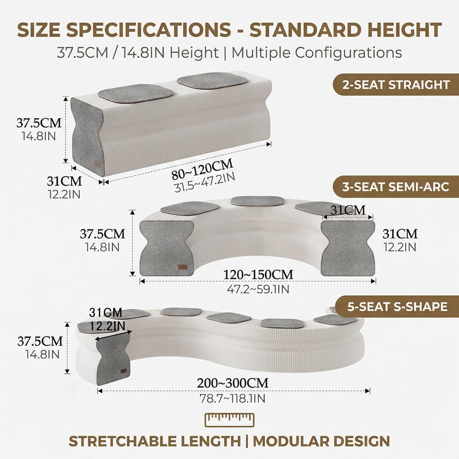 Paper Stool Collapsible Stool Flexible and Foldable Portable and Easy to Store Honeycomb Paper Core Structure Easy to Install, Supports Up to 300kg(Brown,80~120x31x37.5cm)