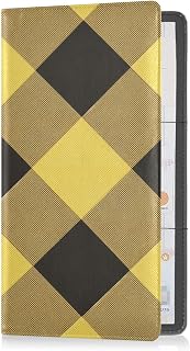 Car Registration and Insurance Holder Classic Yellow and Black Buffalo Check Registration Insurance Card Holder PU Leather Glove Box Organizer Makes Your Documents In