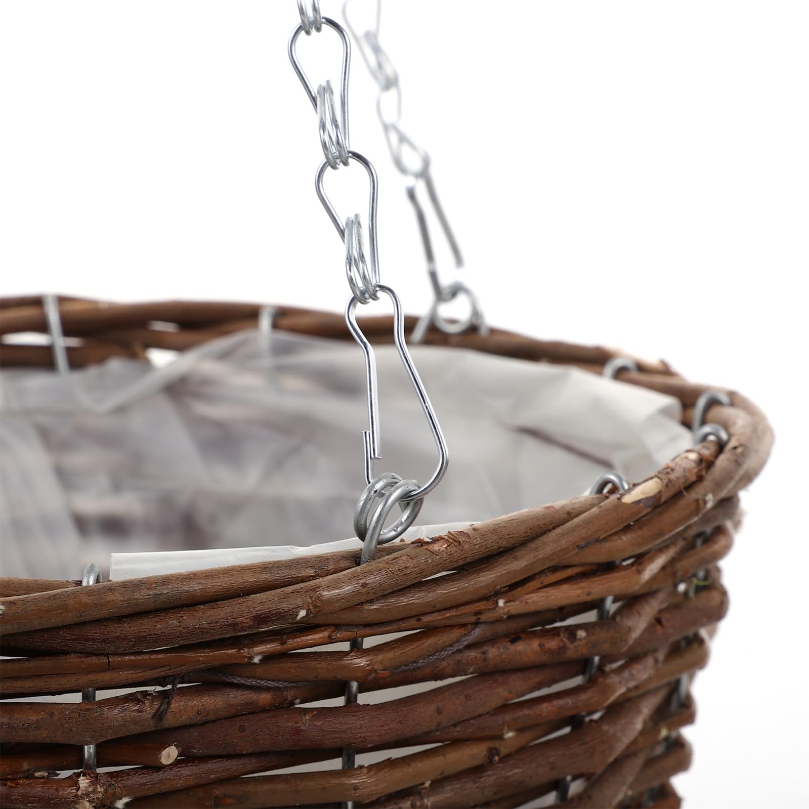 Fioriere Appese in Rattan e Metallo, Set 2 Vasi Sospesi 25 CM per Piante da Esterno e Interno, Cesto Medio per Balcone e Decorazioni Casa
