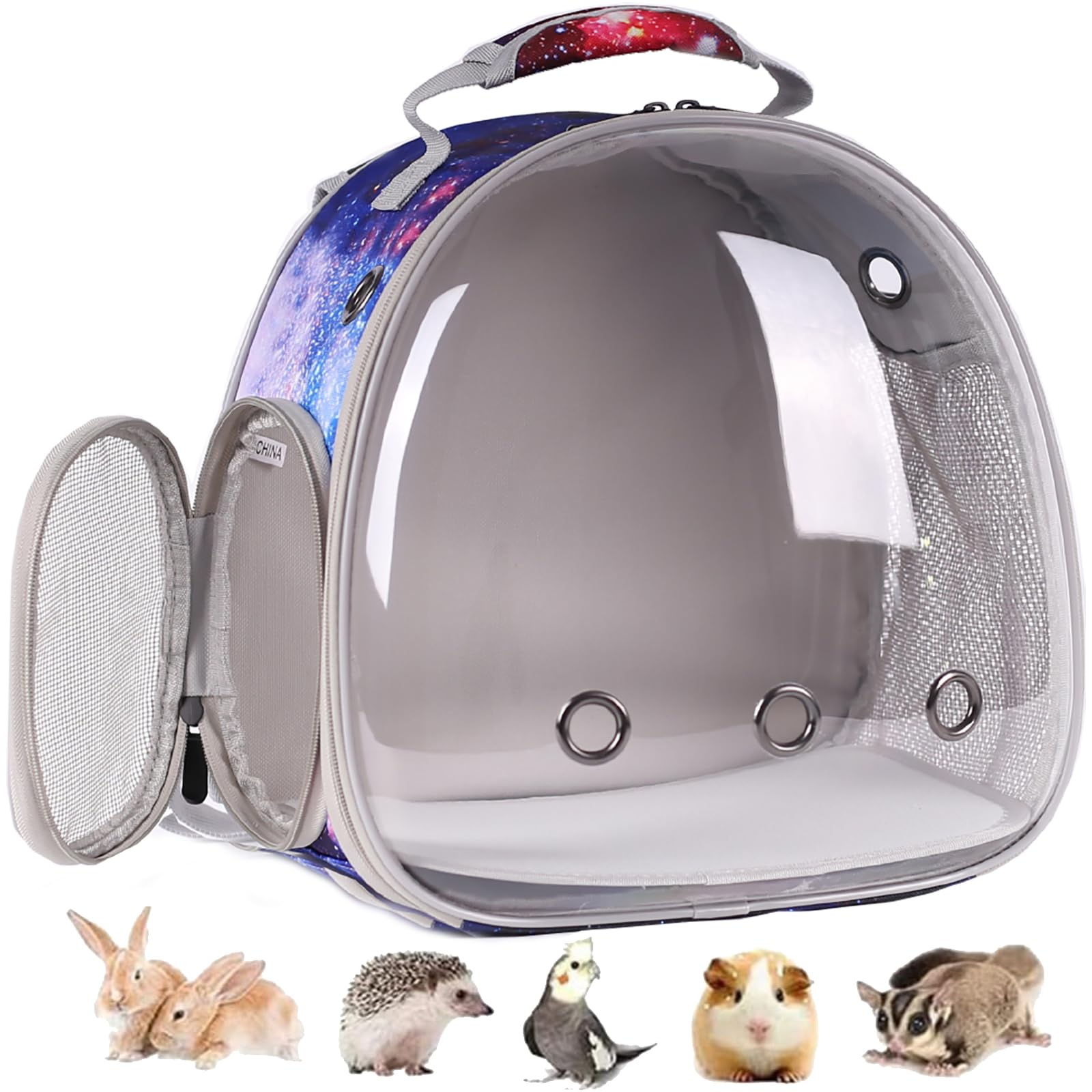 guinea pig carrier backpack bearded dragon backpack reptile lizard clear space capsule bubble astronaut window backpack carrier for bunny hedgehog rabbit hamster galaxy blue