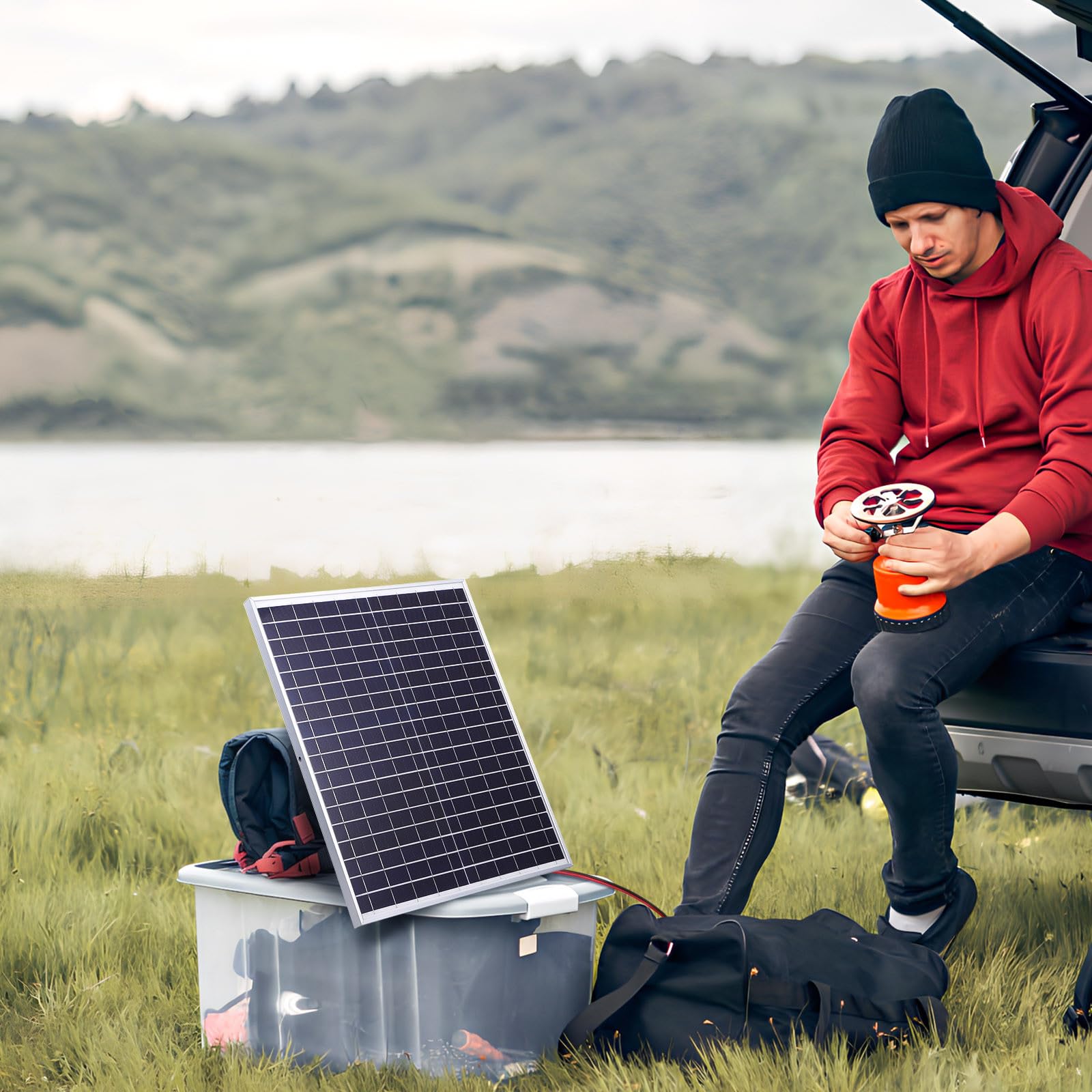 Pannello Solare Portatile 20w 18v Controller per Auto e Moto
