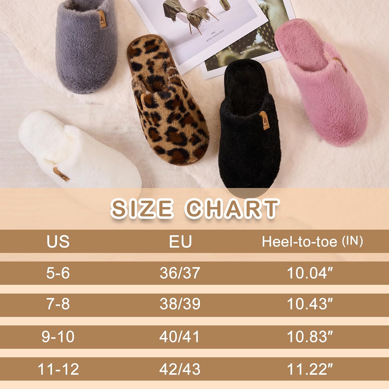ANLUKE Slippers for Women Plush Memory Foam House Slippers Closed Toe Shoes with Non-Slip Sole Cozy Warm Fuzzy Home Shoes - Image 7