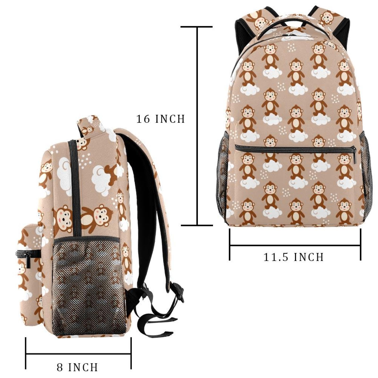 Zaino scolastico per uomini e donne, borsa da viaggio per laptop con scimmia, leggera, zaino casual per libri