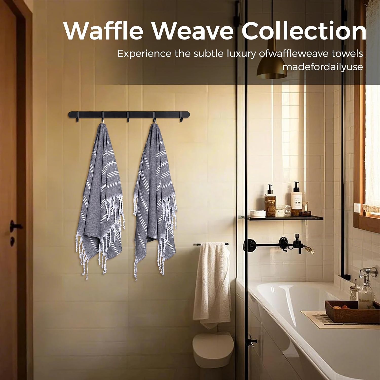 cabanana Hand Towels for Bathroom - 2-Pack|20x30 Inch-100% Cotton,Turkish Bathroom Hand Towels,Super Absorbent & Quick-Dry Soft for Bath, Kitchen, Spa, Face, Hair, Dishcloth (Black) - Image 5