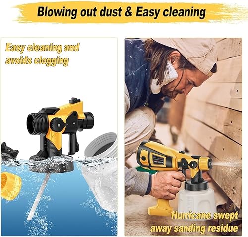 Miniatura 4 de Pulverizador de pintura 1000W-HVLP-Pistola de pintura eléctrica de alta potencia, contenedor de alta capacidad de 47.3 fl oz, fácil de limpiar para