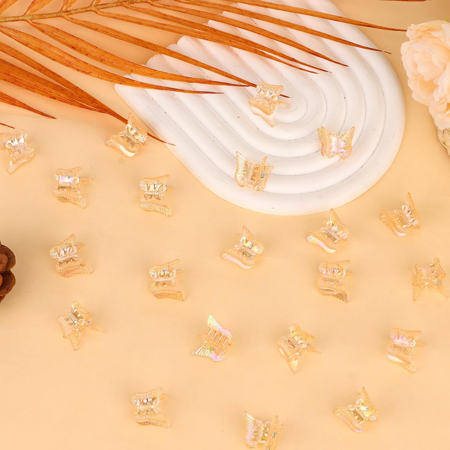 YISSION 60 Pcs Mini Butterfly Hair Clips Cute Small Butterfly Hair Claw Clips with Box Package 90s Y2K Hair Accessories for Girls Women (Champagne) - Image 7