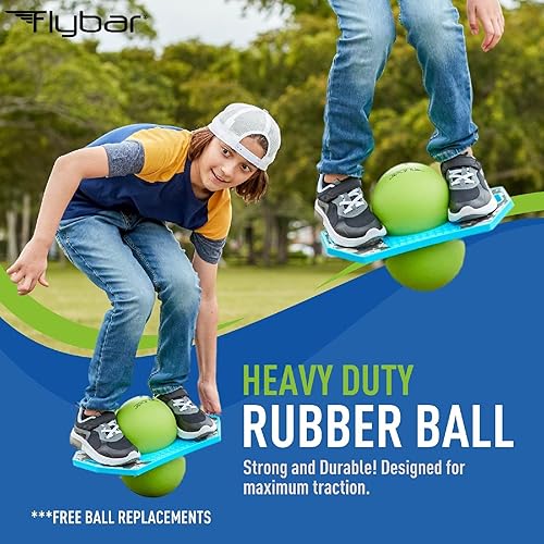 Miniatura 3 de Flybar Pogo - Pelota de truco para niños, tabla de rebote de equilibrio con cubierta antideslizante, bomba incluida, juguetes para interiores